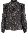 Блузка принтованная с оборками на рукавах oodji для женщины (черный), 11400458/50837/2919F
