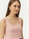 Топ из эластичной ткани на широких бретелях oodji для Женщины (розовый) Топ из эластичной ткани на широких бретелях oodji для Женщины (розовый), 24315002-3B/45297/4102N