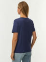 Футболка хлопковая прямого силуэта oodji для Женщины (синий) Футболка хлопковая прямого силуэта oodji для Женщины (синий), 14701117/47885N/7800N
