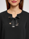 Блузка с бантом и рукавом-колоколом oodji для Женщины (черный), 11401256/45994/2900N