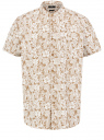 Рубашка с воротником-стойкой и коротким рукавом oodji для Мужчина (бежевый), 3L230001M/14885/3312F