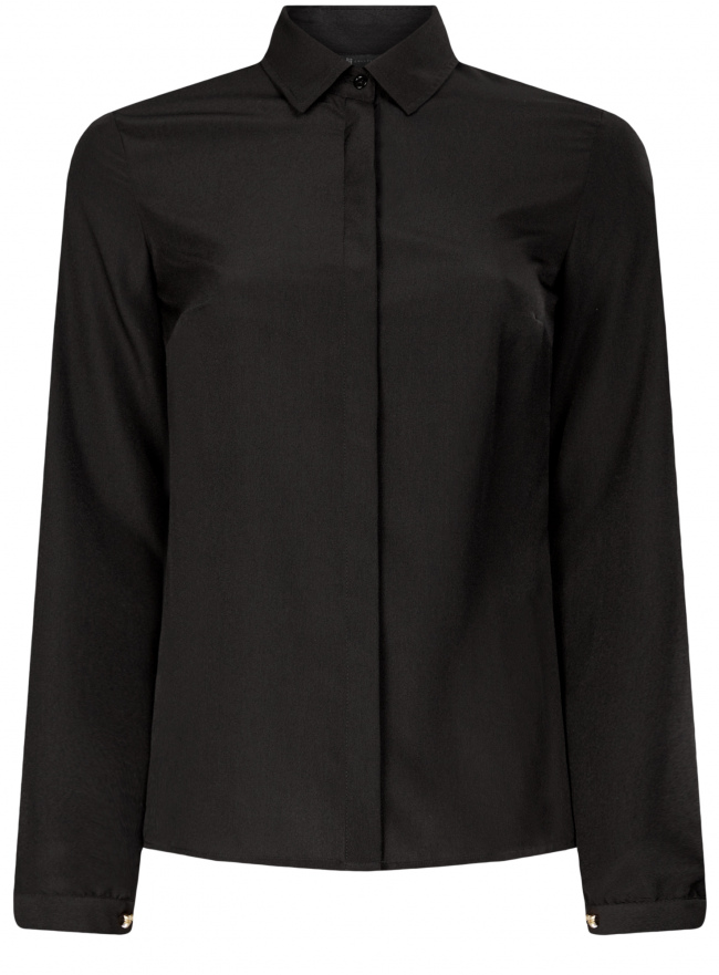 Блузка прямого силуэта из струящейся ткани oodji для Женщины (черный), 21400390/43195/2900N