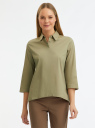Рубашка свободного силуэта с асимметричным низом oodji для Женщины (зеленый), 13K11002-1B/42785/6600N