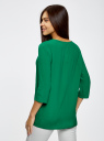 Блузка прямого силуэта с украшением oodji для женщины (зеленый), 21404021/43281/6E01N