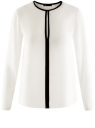 Блузка вискозная с контрастной отделкой oodji для Женщины (белый), 11411059-4B/24681/1200B