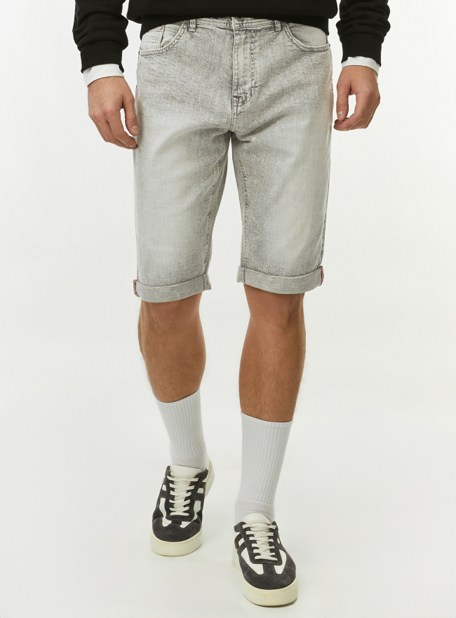 Шорты джинсовые с отворотами oodji для Мужчины (серый) Шорты джинсовые с отворотами oodji для Мужчины (серый), 6L220018M-4/50823/2000W