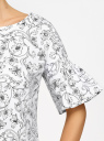 Блузка с вырезом-лодочкой и воланами на рукавах oodji для Женщина (белый), 13K05002/21071N/1029F