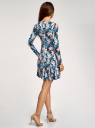 Платье трикотажное с расклешенной юбкой oodji для Женщины (синий), 14011015/46384/7941F