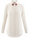 Блузка прямого силуэта с декором на воротнике oodji для женщины (белый), 21411097/43414/1233D