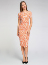 Платье трикотажное с графическим принтом oodji для женщины (оранжевый), 14018001/45396/5912G