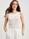 Топ ажурной вязки oodji для Женщины (белый), 73307024/53149/1233S