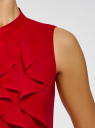 Топ из струящейся ткани с воланами oodji для женщины (красный), 24911003/17358/4500N