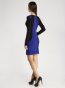 Платье облегающее с контрастными вставками oodji для женщины (синий), 14011009/45948/7529B