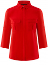 Блузка из струящейся ткани с нагрудными карманами oodji для женщины (красный), 11403225-6B/48853/4500N