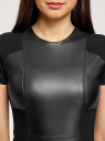 Платье комбинированное со вставками из искусственной кожи oodji для женщины (черный), 24007023/43060/2900N