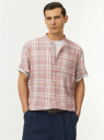 Рубашка из смесового льна с коротким рукавом oodji для Мужчины (розовый) Рубашка из смесового льна с коротким рукавом oodji для Мужчины (розовый), 3L420005M-2/50932N/4312C
