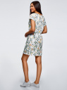 Платье трикотажное с резинкой на талии oodji для Женщины (белый), 14008019-4/46154/1243F