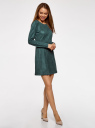 Платье из искусственной замши с длинными рукавами oodji для женщины (зеленый), 18L02001/45870/6900N