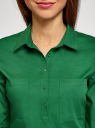 Рубашка базовая с нагрудными карманами oodji для женщины (зеленый), 11403222B/42468/6E00N