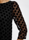 Платье с принтом из флока и бантом на спине oodji для Женщины (черный), 11911025/47655/2929D