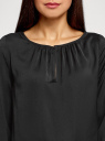 Блузка свободного кроя с вырезом-капелькой oodji для женщины (черный), 21400321-2/33116/2900N