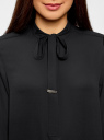 Блузка свободного силуэта с завязками oodji для Женщины (черный), 21411094/36215/2900N