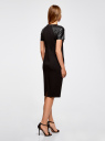 Платье облегающего силуэта со вставками из искусственной кожи oodji для женщины (черный), 24011018-1/43060/2900N
