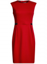Платье трикотажное с декором из искусственной кожи oodji для женщины (красный), 24008300/35477/4500N