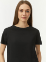 Футболка хлопковая с коротким рукавом oodji для Женщины (черный) Футболка хлопковая с коротким рукавом oodji для Женщины (черный), 14701119/44135N/2900N