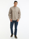Рубашка хлопковая с воротником-стойкой oodji для Мужчины (бежевый), 3L330008M-1/50929N/3312M