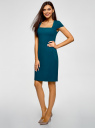 Платье-футляр из плотной ткани с квадратным вырезом oodji для женщины (синий), 21902065/31291/7400N