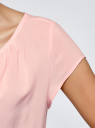 Блузка свободного силуэта с бантом oodji для Женщины (розовый), 11411154-1B/24681/4000N