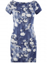 Платье из фактурной ткани с вырезом-лодочкой oodji для женщины (синий), 14001117-12B/42588/7912F