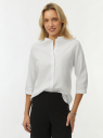 Рубашка хлопковая с воротником-стойкой oodji для Женщины (белый) Рубашка хлопковая с воротником-стойкой oodji для Женщины (белый), 23L12001B/45608/1000N