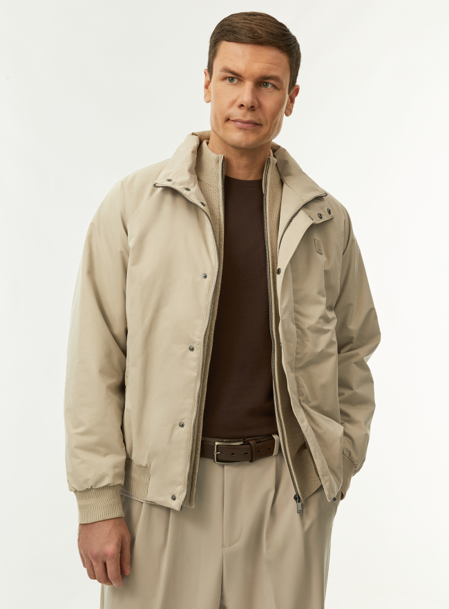 Куртка-бомбер на молнии oodji для Мужчины (бежевый), 1L511092M-1/53104/3500N