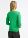 Джемпер базовый с круглым вырезом oodji для женщины (зеленый), 63812567-1B/46192/6A01N