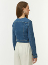 Куртка джинсовая без воротника oodji для Женщины (синий) Куртка джинсовая без воротника oodji для Женщины (синий), 11109003-5B/50824/7500W
