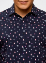 Рубашка хлопковая с рождественским принтом oodji для мужчины (синий), 3L110295M/19370N/7919G