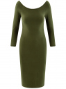 Платье облегающее с вырезом-лодочкой oodji для женщины (зеленый), 14017001-6B/47420/6800N