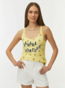 Майка хлопковая принтованная oodji для Женщины (желтый) Майка хлопковая принтованная oodji для Женщины (желтый), 14305010-11/46158/5255P