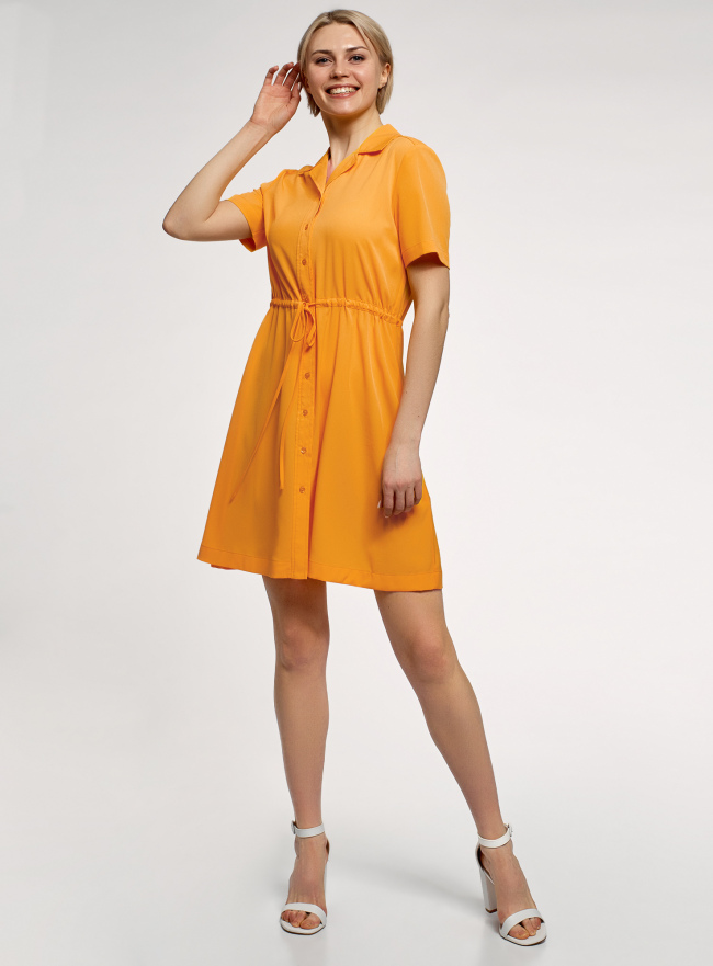 Платье-рубашка с коротким рукавом oodji для Женщины (желтый), 11910093/50560/5200N
