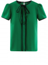 Блузка с коротким рукавом и контрастной отделкой oodji для женщины (зеленый), 11401254/42405/6E00N