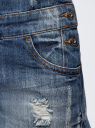 Комбинезон джинсовый с модными потертостями oodji для женщины (синий), 13109056/42559/7900W