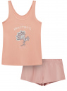 Пижама из шорт и майки с принтом oodji для женщины (розовый), 56002152-22/47885N/4A40P