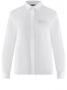 Рубашка хлопковая с вышивкой бисером oodji для женщины (белый), 13K11028/26357/1000P
