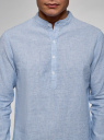 Рубашка льняная с воротником-стойкой oodji для мужчины (синий), 3L300000M/48317N/1070S