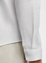 Рубашка с воротником-стойкой из смесового льна oodji для Мужчина (белый), 3L300000M-2/50932N/1000N