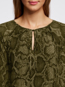Платье принтованное с заниженной талией на резинке oodji для женщины (зеленый), 21914004/45773/6668A