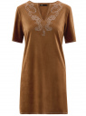 Платье из искусственной замши с декором из металлических страз oodji для женщины (коричневый), 18L01001/45622/3700N