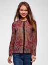 Блузка из струящейся ткани с контрастной отделкой oodji для Женщины (красный), 11411059-2/38375/4912E